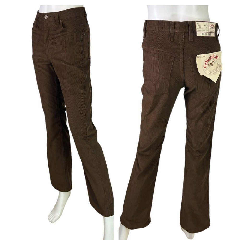 NWT COWDEN Vintage Deadstock 1970's Brown Corduroy Bootcut Ranch Jeans Size 28 S